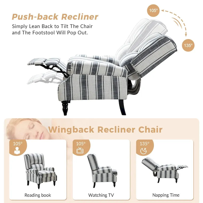 Fauteuil inclinable manuel avec oreilles, 1 place