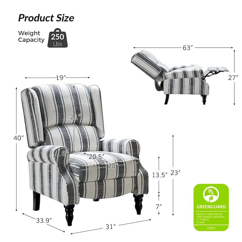 Fauteuil inclinable manuel avec oreilles, 1 place