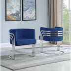 Fauteuil d'appoint barillet en velours moderne 4 couleurs avec base chromée pour 1
