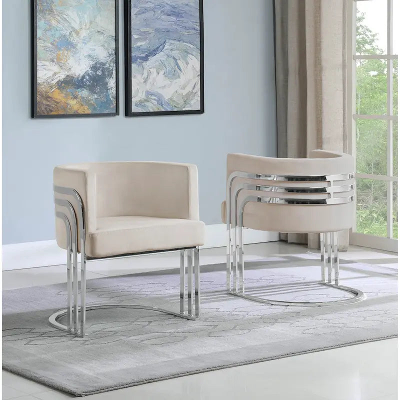 Fauteuil d'appoint barillet en velours moderne 4 couleurs avec base chromée pour 1