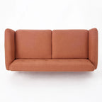 Causeuse en tissu touffeté mi-siècle, 2 places, gris foncé/bleu/orange brûlé