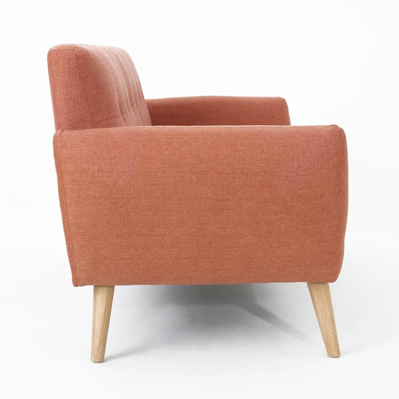 Causeuse en tissu touffeté mi-siècle, 2 places, gris foncé/bleu/orange brûlé