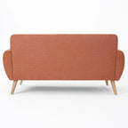 Causeuse en tissu touffeté mi-siècle, 2 places, gris foncé/bleu/orange brûlé