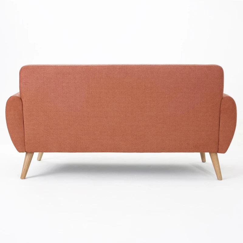 Causeuse en tissu touffeté mi-siècle, 2 places, gris foncé/bleu/orange brûlé