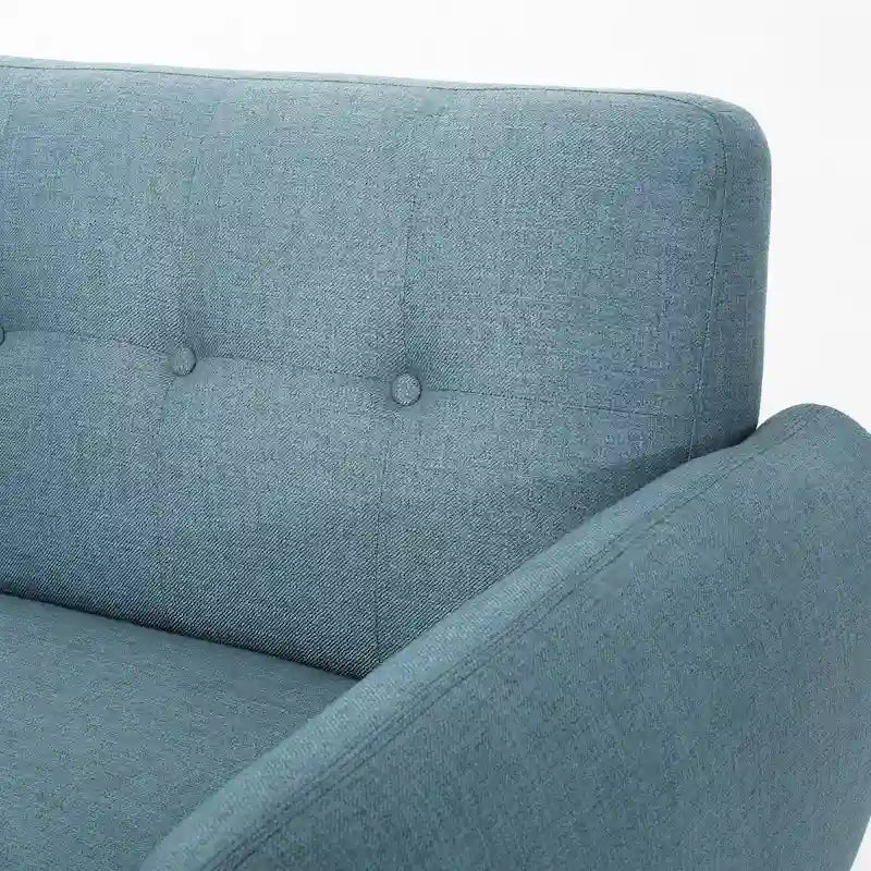 Causeuse en tissu touffeté mi-siècle, 2 places, gris foncé/bleu/orange brûlé
