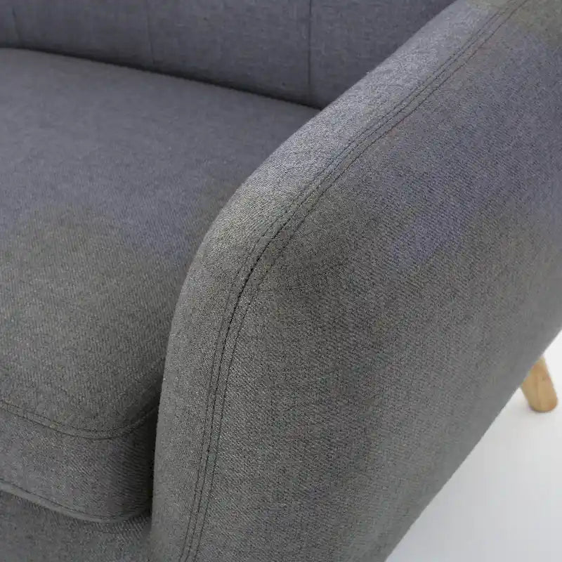 Causeuse en tissu touffeté mi-siècle, 2 places, gris foncé/bleu/orange brûlé