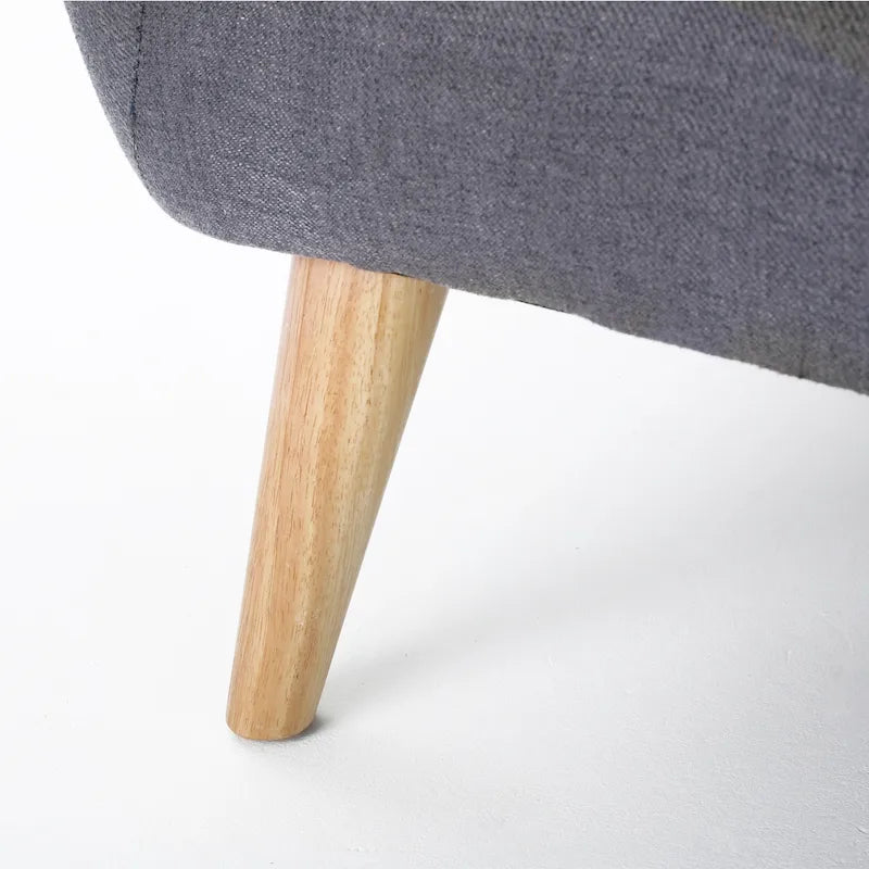 Causeuse en tissu touffeté mi-siècle, 2 places, gris foncé/bleu/orange brûlé
