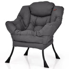 Fauteuil d'appoint en tissu gris/beige/marine/marron avec poche latérale, 1 personne