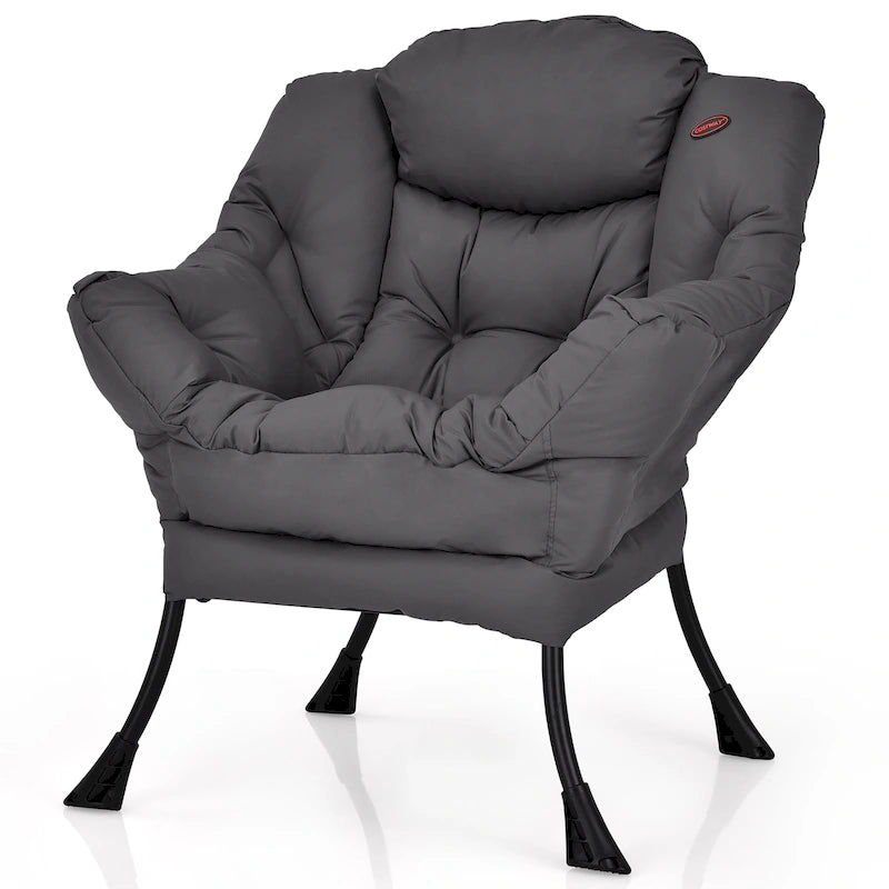 Fauteuil d'appoint en tissu gris/beige/marine/marron avec poche latérale, 1 personne