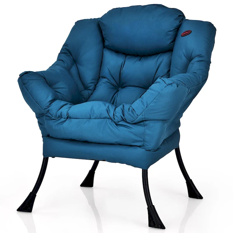 Fauteuil d'appoint en tissu gris/beige/marine/marron avec poche latérale, 1 personne