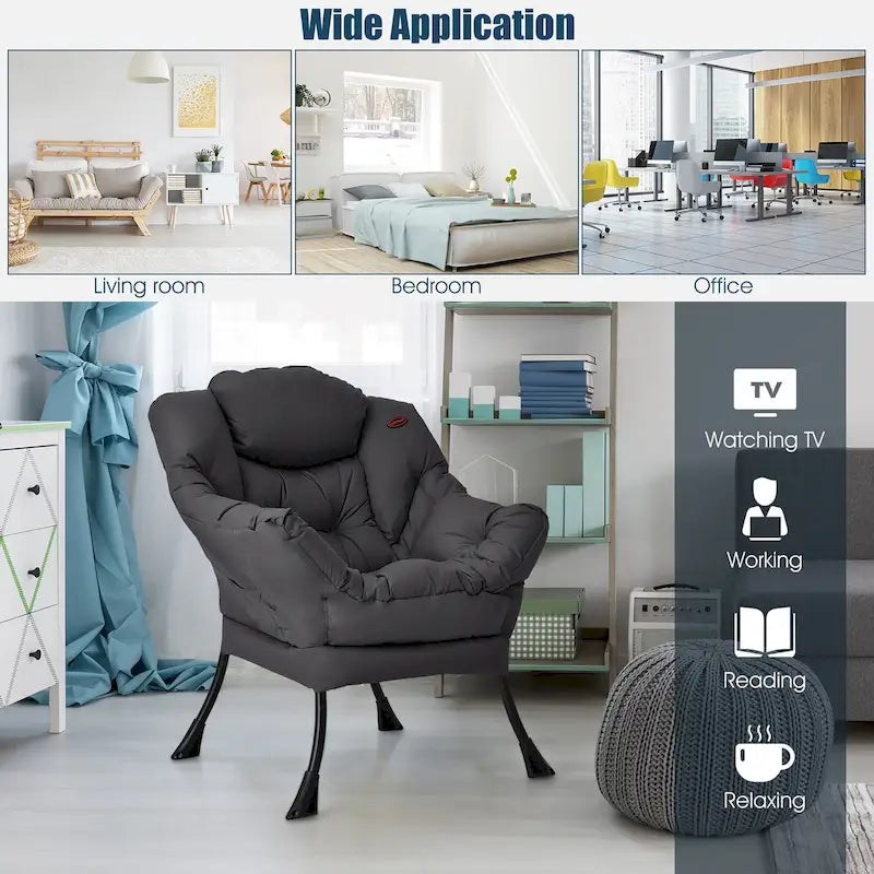 Fauteuil d'appoint en tissu gris/beige/marine/marron avec poche latérale, 1 personne