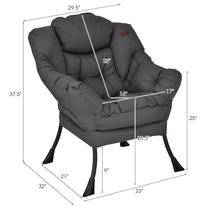 Fauteuil d'appoint en tissu gris/beige/marine/marron avec poche latérale, 1 personne