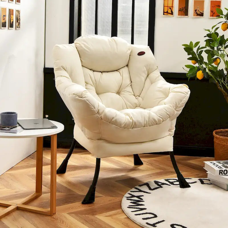 Fauteuil d'appoint en tissu gris/beige/marine/marron avec poche latérale, 1 personne