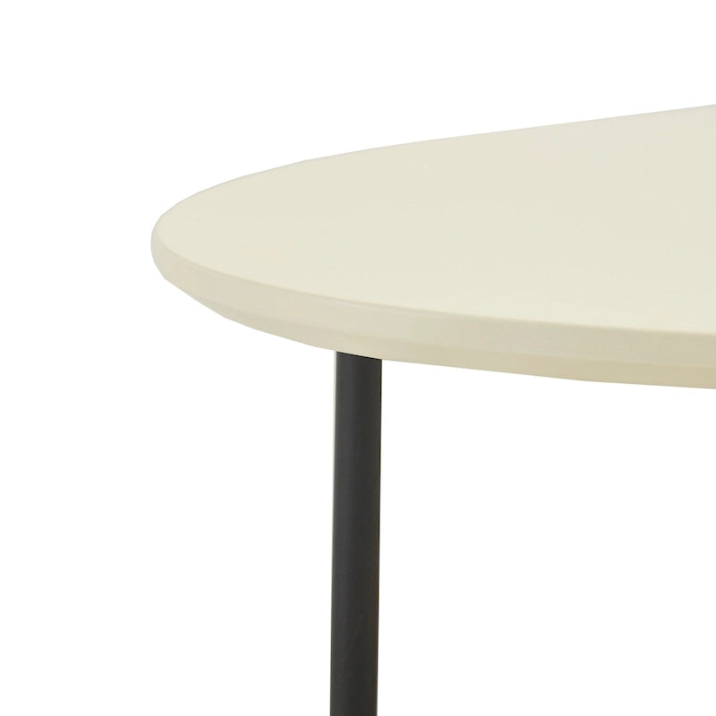 Table basse ovale blanche/naturelle avec étagère inférieure, 1 personne
