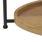 Table basse ovale blanche/naturelle avec étagère inférieure, 1 personne