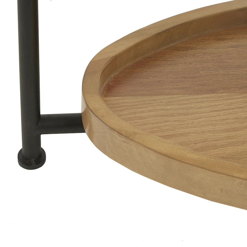 Table basse ovale blanche/naturelle avec étagère inférieure, 1 personne