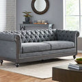 Canapé Chesterfield 3 places en tissu/simili-cuir multicolore avec clous décoratifs