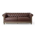 Canapé Chesterfield 3 places en tissu/simili-cuir multicolore avec clous décoratifs