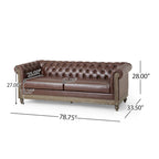 Canapé Chesterfield 3 places en tissu/simili-cuir multicolore avec clous décoratifs