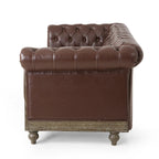 Canapé Chesterfield 3 places en tissu/simili-cuir multicolore avec clous décoratifs