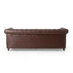 Canapé Chesterfield 3 places en tissu/simili-cuir multicolore avec clous décoratifs