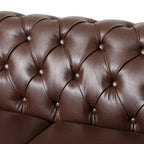 Canapé Chesterfield 3 places en tissu/simili-cuir multicolore avec clous décoratifs