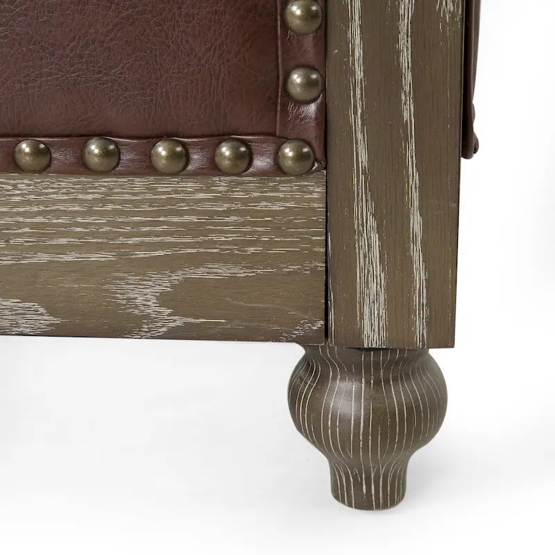 Canapé Chesterfield 3 places en tissu/simili-cuir multicolore avec clous décoratifs