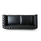 Canapé Chesterfield 3 places en tissu/simili-cuir multicolore avec clous décoratifs