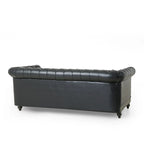 Canapé Chesterfield 3 places en tissu/simili-cuir multicolore avec clous décoratifs