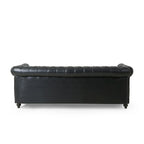 Canapé Chesterfield 3 places en tissu/simili-cuir multicolore avec clous décoratifs