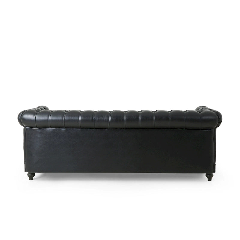 Canapé Chesterfield 3 places en tissu/simili-cuir multicolore avec clous décoratifs