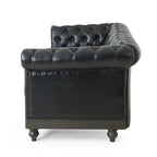 Canapé Chesterfield 3 places en tissu/simili-cuir multicolore avec clous décoratifs