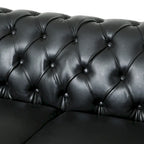 Canapé Chesterfield 3 places en tissu/simili-cuir multicolore avec clous décoratifs