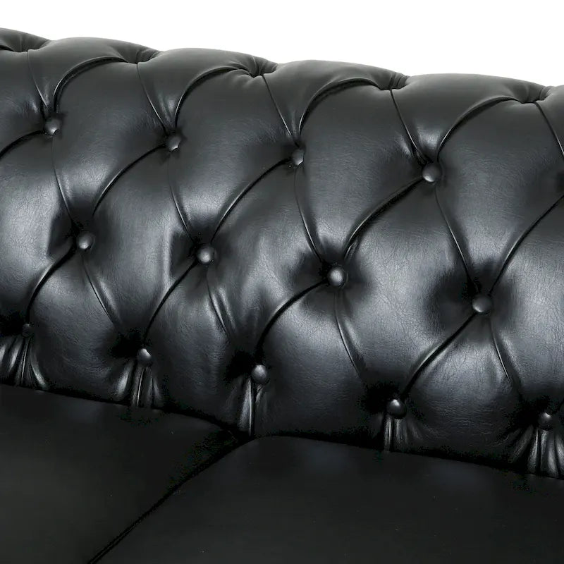Canapé Chesterfield 3 places en tissu/simili-cuir multicolore avec clous décoratifs