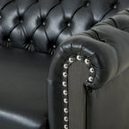 Canapé Chesterfield 3 places en tissu/simili-cuir multicolore avec clous décoratifs