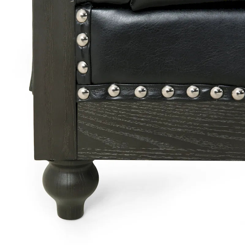 Canapé Chesterfield 3 places en tissu/simili-cuir multicolore avec clous décoratifs