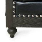 Canapé Chesterfield 3 places en tissu/simili-cuir multicolore avec clous décoratifs