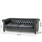 Canapé Chesterfield 3 places en tissu/simili-cuir multicolore avec clous décoratifs