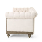 Canapé Chesterfield 3 places en tissu/simili-cuir multicolore avec clous décoratifs