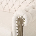 Canapé Chesterfield 3 places en tissu/simili-cuir multicolore avec clous décoratifs