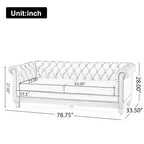 Canapé Chesterfield 3 places en tissu/simili-cuir multicolore avec clous décoratifs