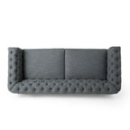 Canapé Chesterfield 3 places en tissu/simili-cuir multicolore avec clous décoratifs