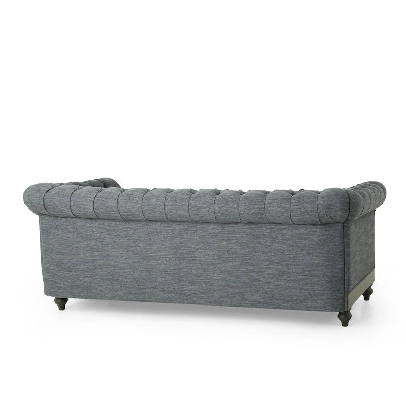 Canapé Chesterfield 3 places en tissu/simili-cuir multicolore avec clous décoratifs