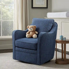 Fauteuil incurvé pivotant à 360° en tissu, 1 place, Multicolore/Bleu marine/Gris/Orange