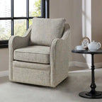 Fauteuil incurvé pivotant à 360° en tissu, 1 place, Multicolore/Bleu marine/Gris/Orange
