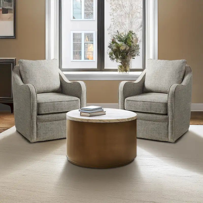 Fauteuil incurvé pivotant à 360° en tissu, 1 place, Multicolore/Bleu marine/Gris/Orange