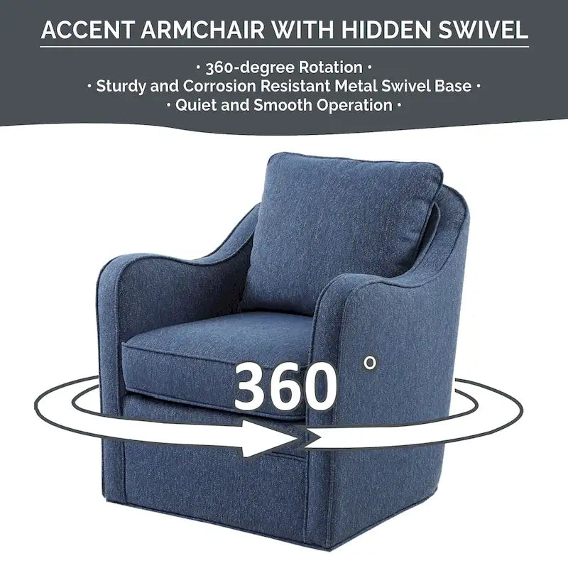 Fauteuil incurvé pivotant à 360° en tissu, 1 place, Multicolore/Bleu marine/Gris/Orange