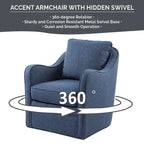 Fauteuil incurvé pivotant à 360° en tissu, 1 place, Multicolore/Bleu marine/Gris/Orange
