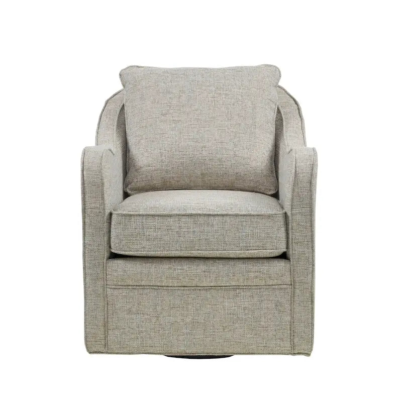 Fauteuil incurvé pivotant à 360° en tissu, 1 place, Multicolore/Bleu marine/Gris/Orange