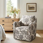 Fauteuil incurvé pivotant à 360° en tissu, 1 place, Multicolore/Bleu marine/Gris/Orange
